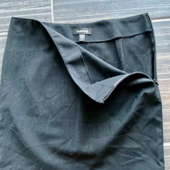 BEBE unique black pencil knee skirt with slits on hem size 2 - Picture 4 of 13